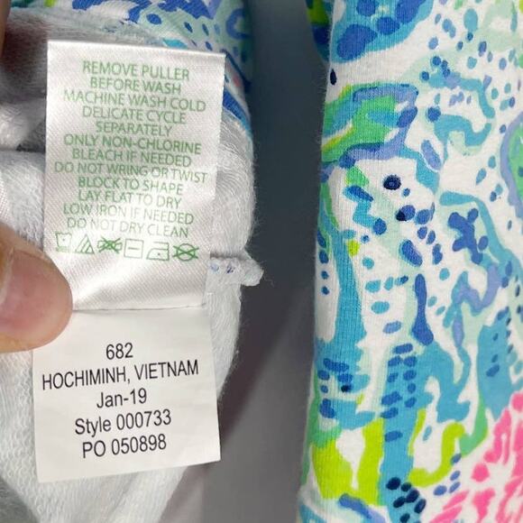 Lilly Pulitzer XXS Blue Green Pink Skipper Popover Bali Blue Sway This Way UPF50 - Picture 8 of 8